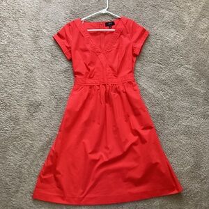 J.Crew Red Dress, Midi length, Cross front, summery, light cotton